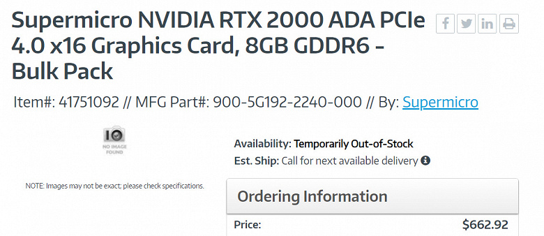 New video card Nvidia, which will not require additional power. Retailer dissected RTX 2000 Ada